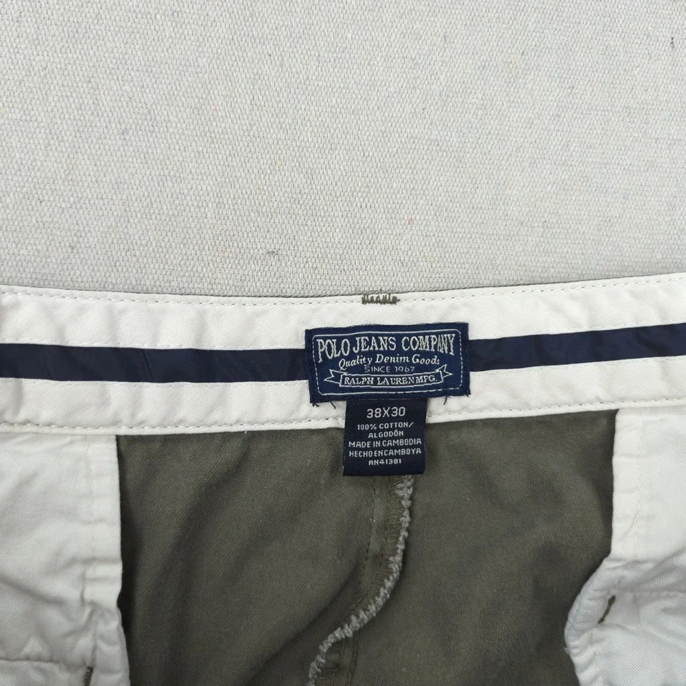 Vintage Polo Jeans Co Pants‎ Mens 38x30 Khaki Pleated Preppy Ralph Lauren